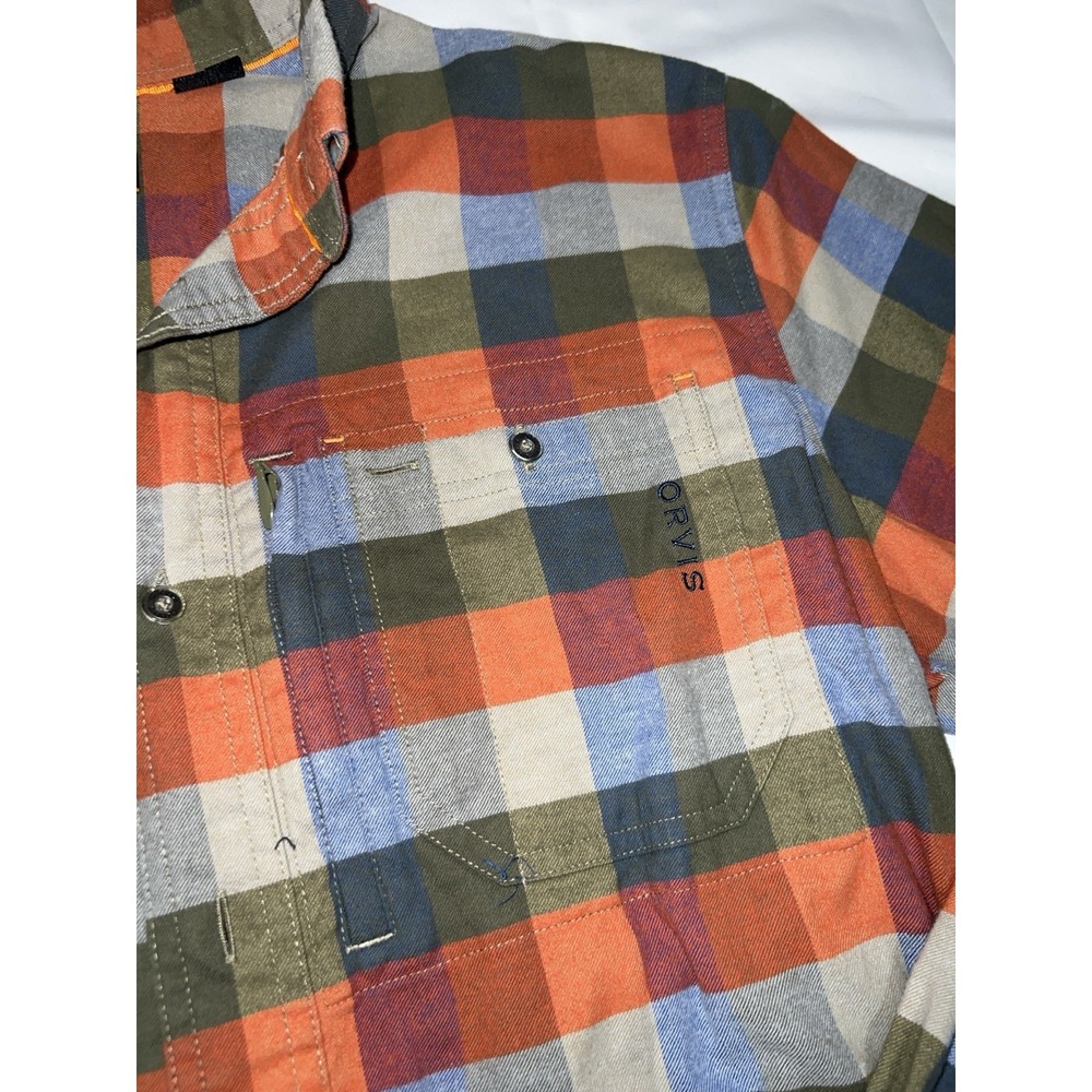 Orvis Men's Red Green Blue Long Sleeve Flannel Classic Fit Button Down Size M